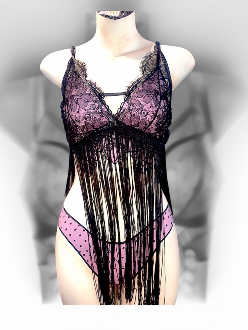 Elegant Black Lace Fringe Bralette
